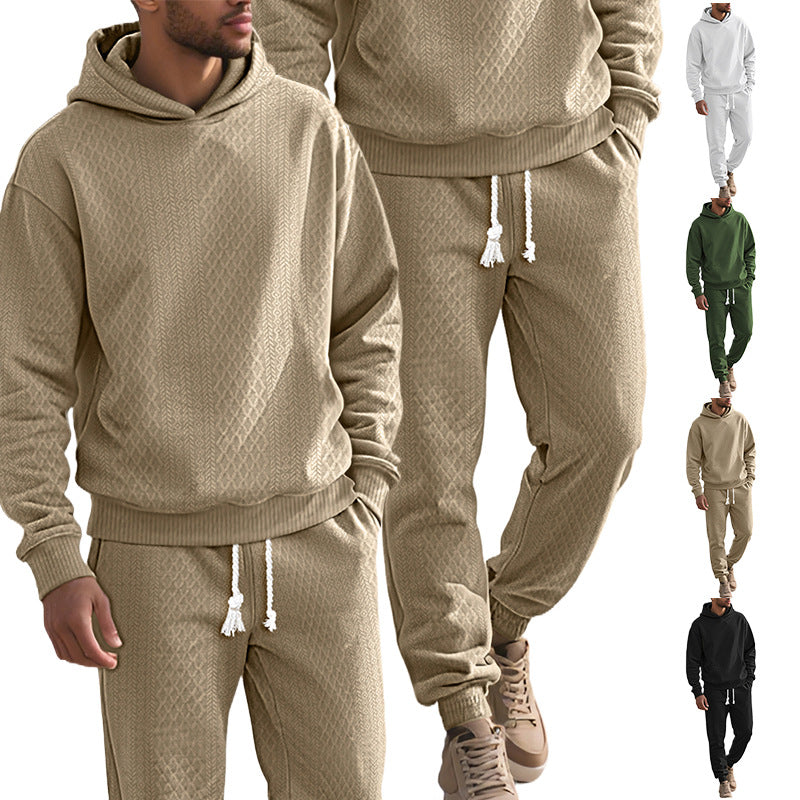 Herren Strukturierter Lounge-Set mit Kapuzenpullover und Jogginghose Shop Nory