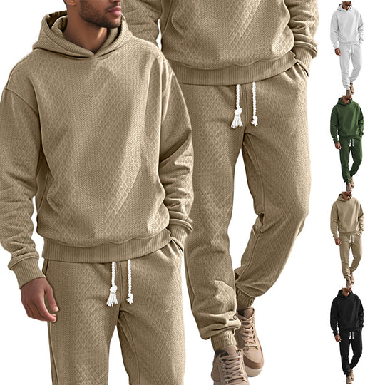 Herren Strukturierter Lounge-Set mit Kapuzenpullover und Jogginghose Shop Nory