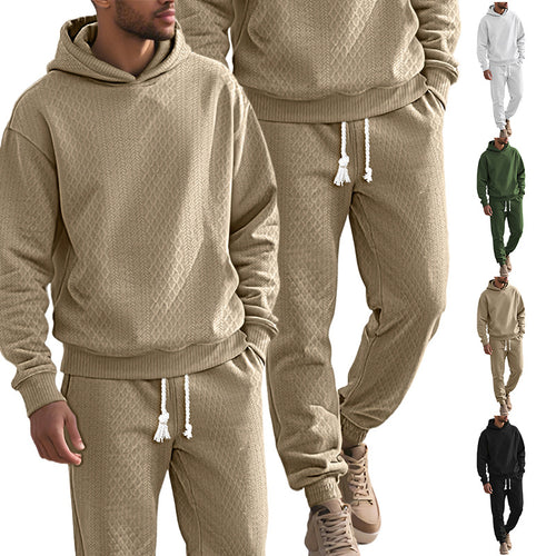 Herren Strukturierter Lounge-Set mit Kapuzenpullover und Jogginghose Shop Nory