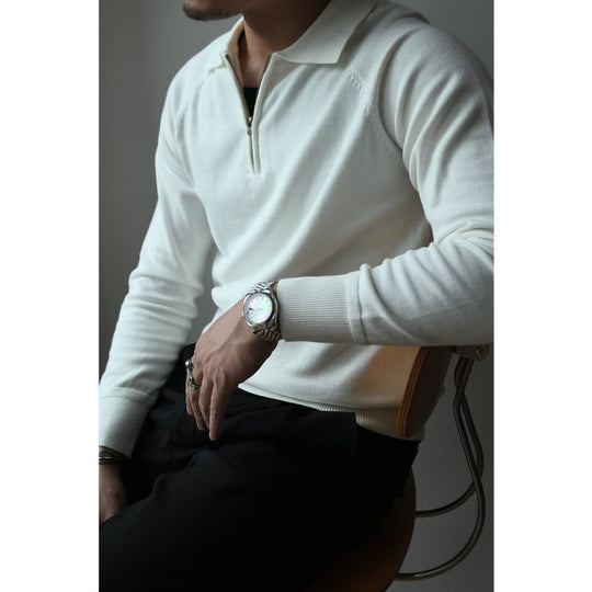 Herren Feiner Halbzip-Polopullover aus Feinstrick mit Polokragen und Rippbündchen Shop Nory
