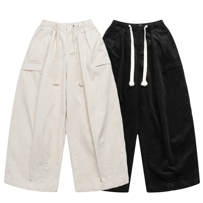Damen Weite hochtaillierte Cordhose im Culotte‑Schnitt mit Tunnelzug und aufgesetzten Taschen Shop Nory