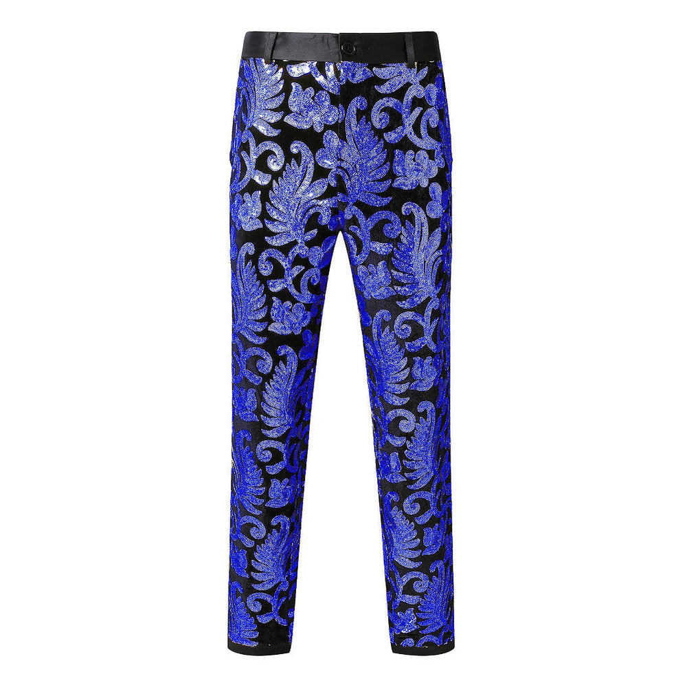 Herren elegante Pailletten-Hosen mit floralem Muster