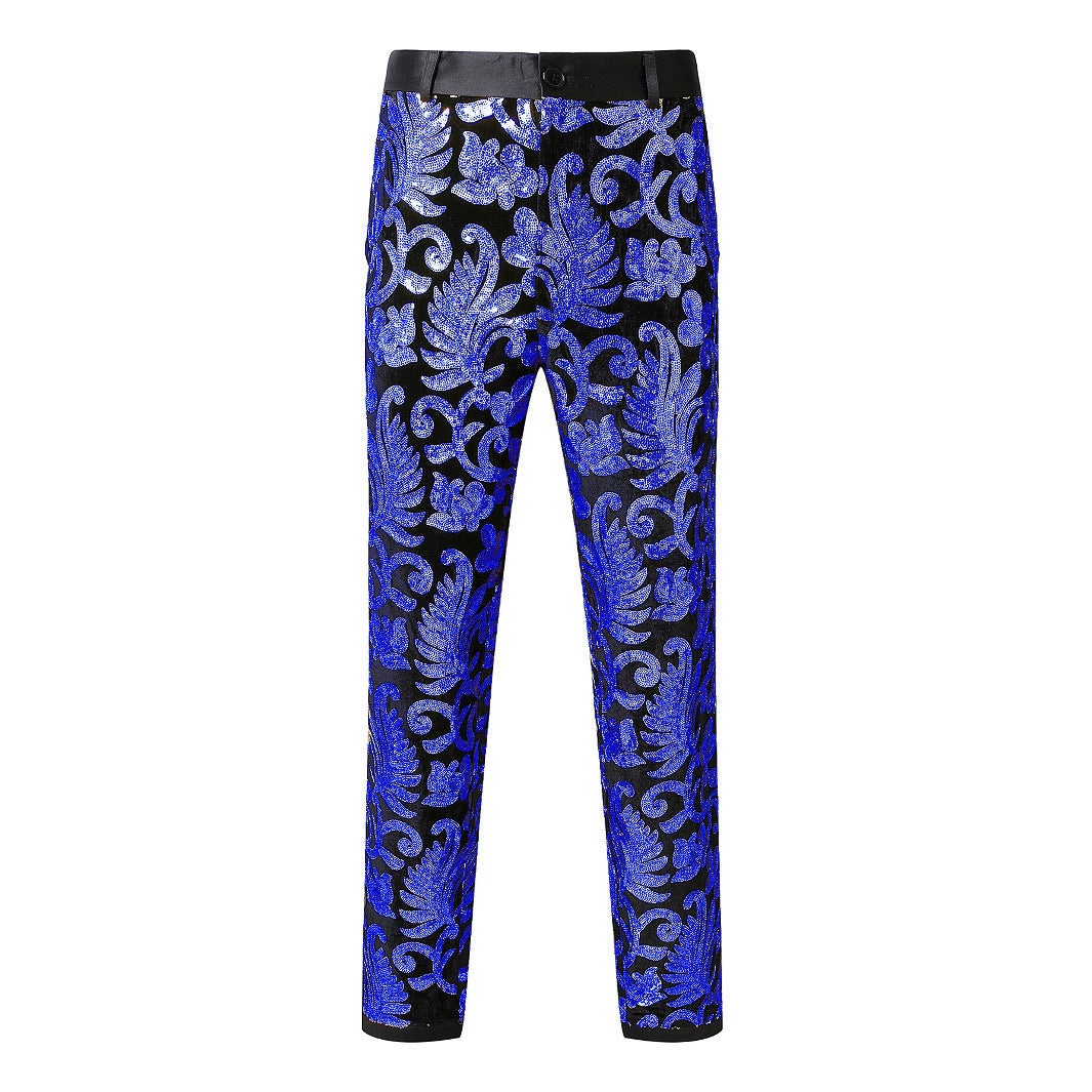 Herren elegante Pailletten-Hosen mit floralem Muster