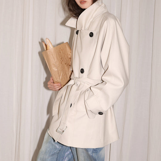 Damen Modischer Trenchcoat mit Taillengürtel und großen Taschen Shop Nory