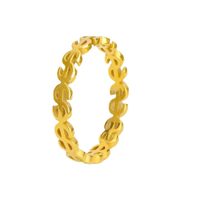 Damen Ring mit gehobenem Geldsymbol-Design Shop Nory