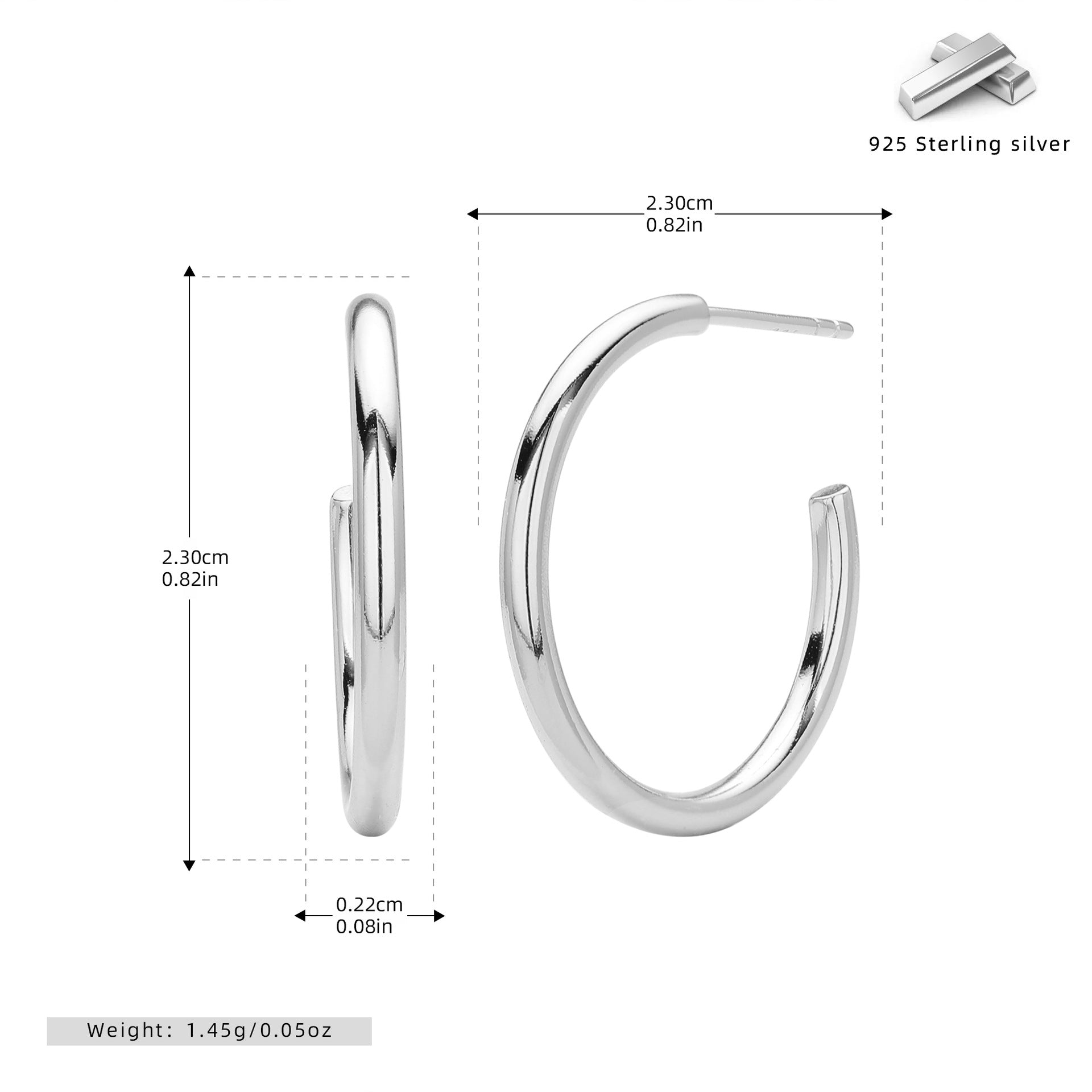 Damen Creolen Ohrstecker aus hochwertigem 925 Sterling Silber mit elegantem, geschwungenem Design Shop Nory