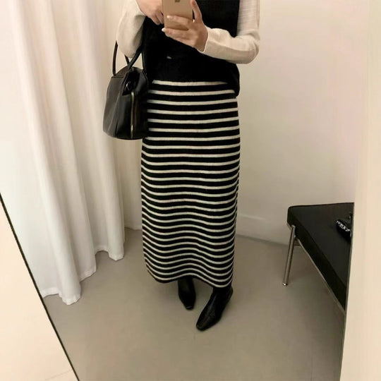 Damen Langer gestreifter Jerseykleid Shop Nory