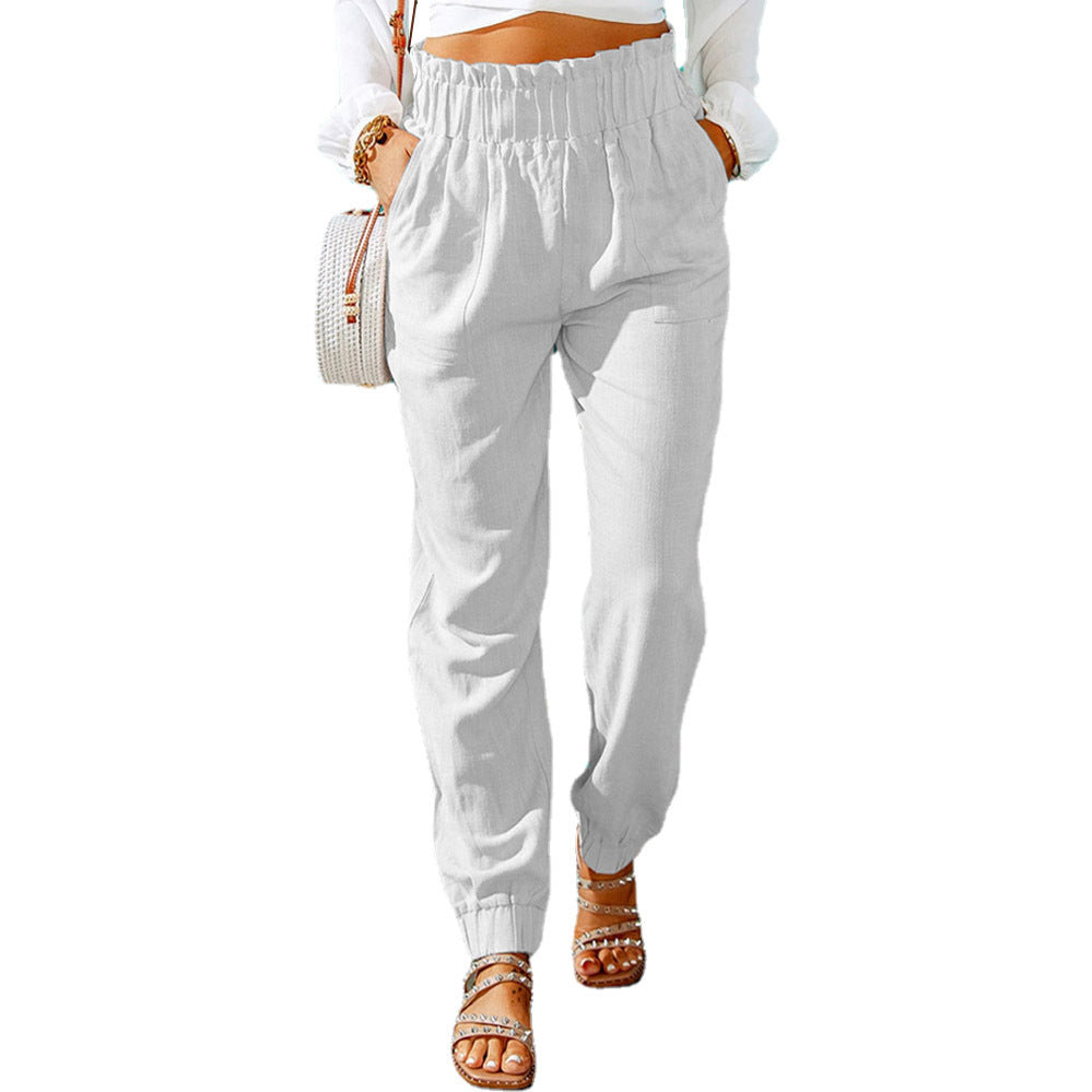 Damen Bequeme und elegante Sommerhose mit elastischem Bund und praktischen Taschen