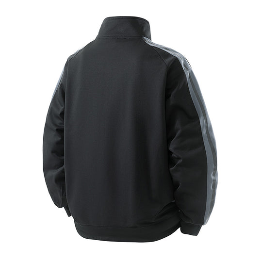 Herren Sportive Zipjacke mit Stehkragen und kontrastierenden Ärmestreifen Shop Nory