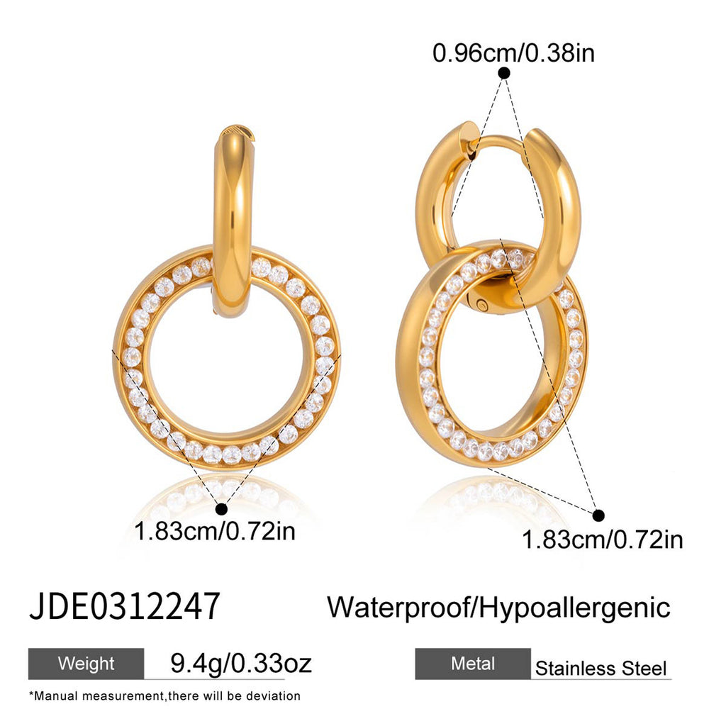 Damen Ohrhänger mit funkelnden Zirkonia-Ringen und hypoallergener Edelstahlverarbeitung Shop Nory