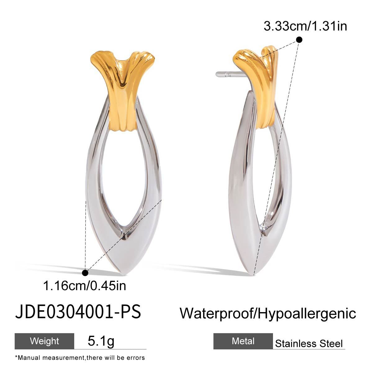 Damen Ohrhänger mit elegantem geschwungenem Design aus hypoallergenem Edelstahl Shop Nory