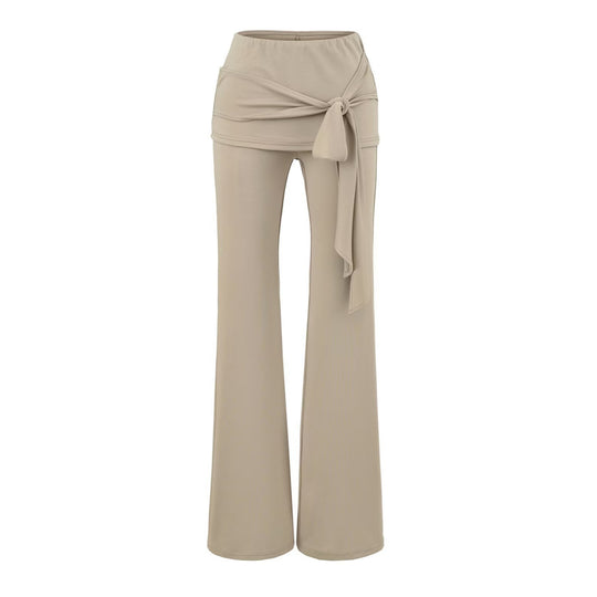 Damen dreiteiliges Lounge-Set mit kurzem Knopfcardigan, Spitzentop und Wickel-Schlaghose Shop Nory