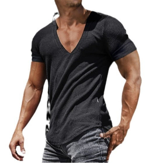 Herren V-Ausschnitt T-Shirt mit strukturierter Oberfläche
