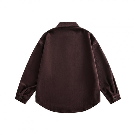 Unisex Oversize Samt-Hemdjacke mit Brusttasche und durchgehender Knopfleiste Shop Nory