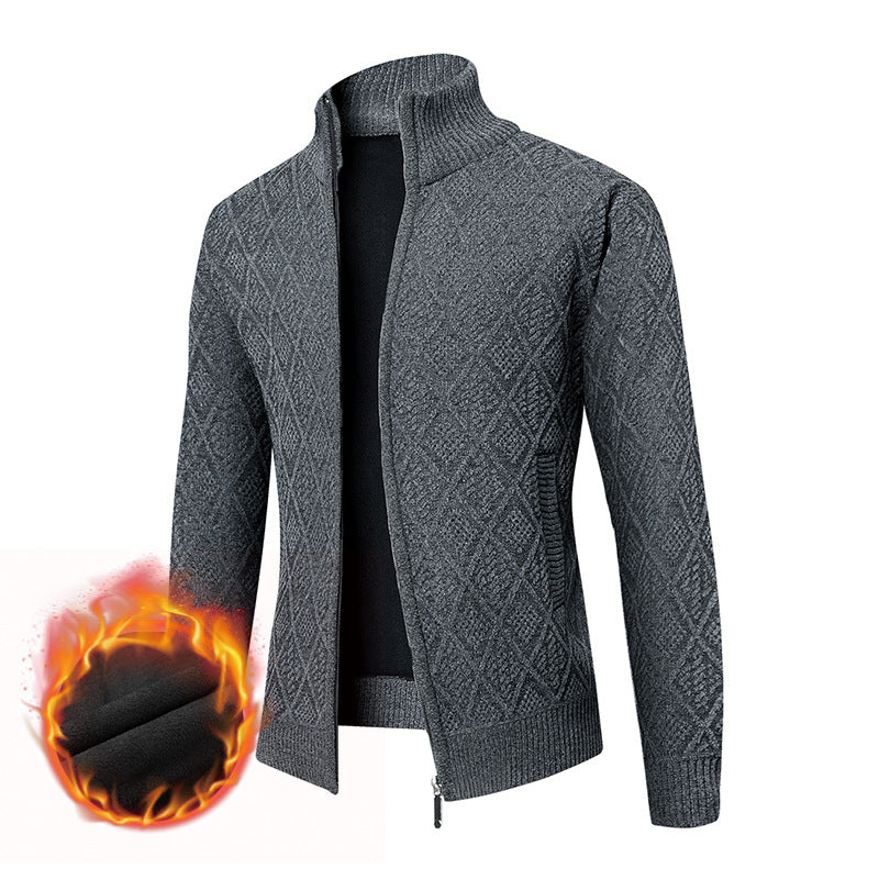 Herren Thermo-Strickzipjacke mit Jacquardmuster und Fleece-Innenfutter Shop Nory