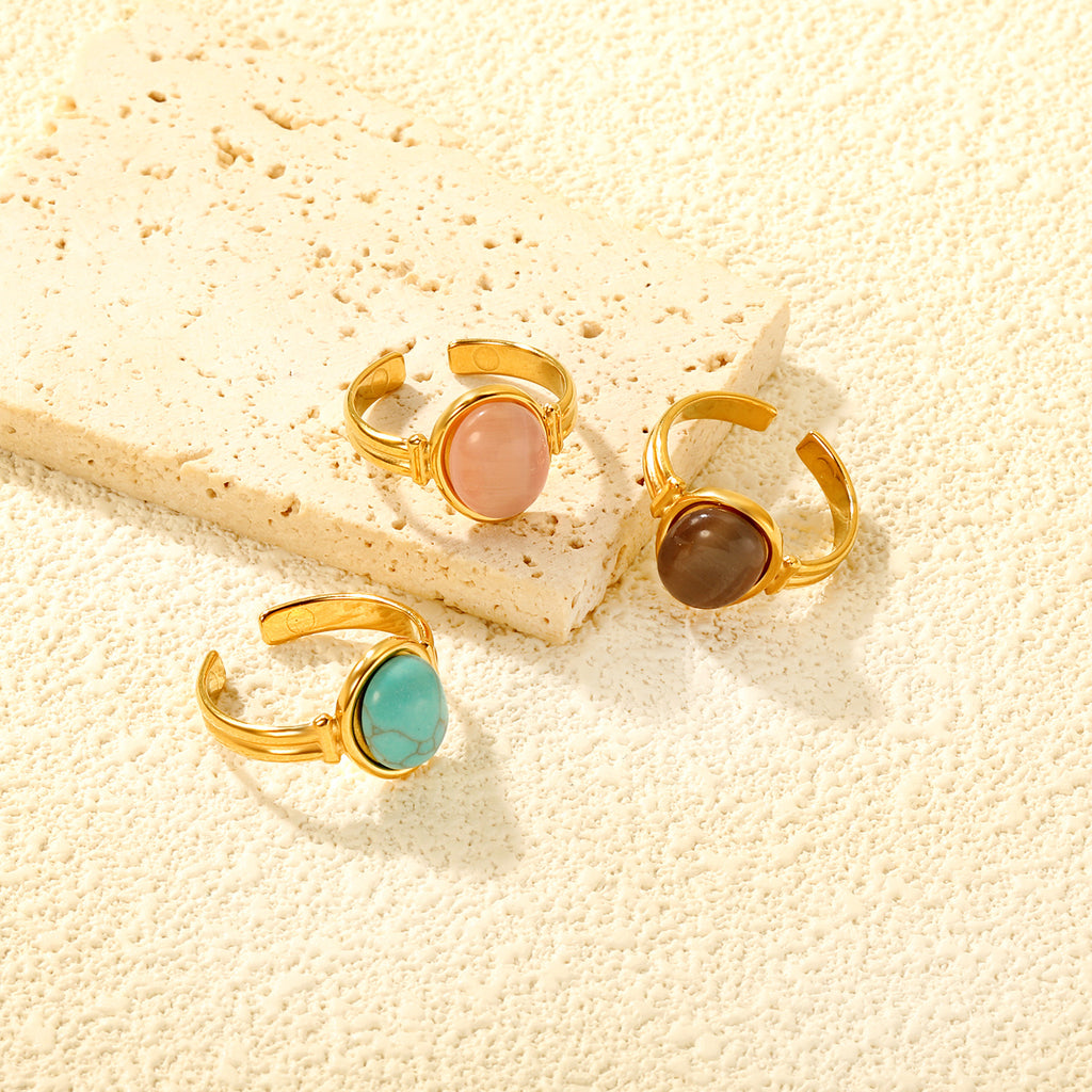 Damen Ring mit einstellbarem Design und geschliffenem Stein Shop Nory