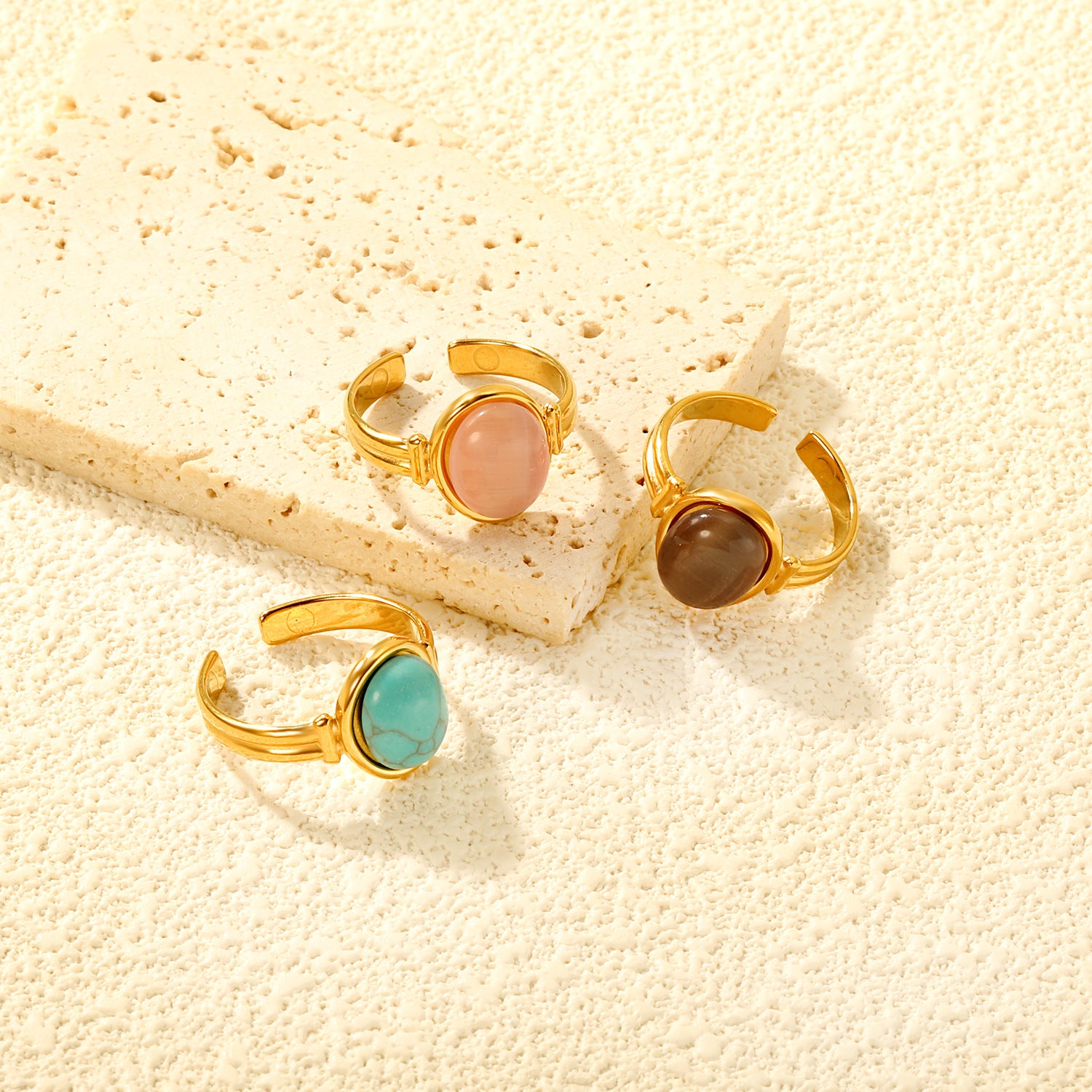 Damen Ring mit einstellbarem Design und geschliffenem Stein Shop Nory