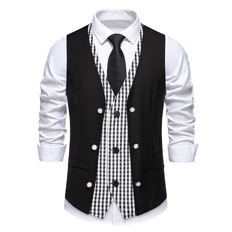 Herren elegante Anzugweste mit kontrastierendem Innenmuster