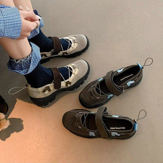 Damen Sportliche Ballerinas mit verstellbarem Riemen und rutschfester Sohle