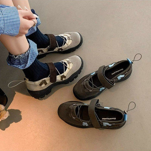Damen Sportliche Ballerinas mit verstellbarem Riemen und rutschfester Sohle