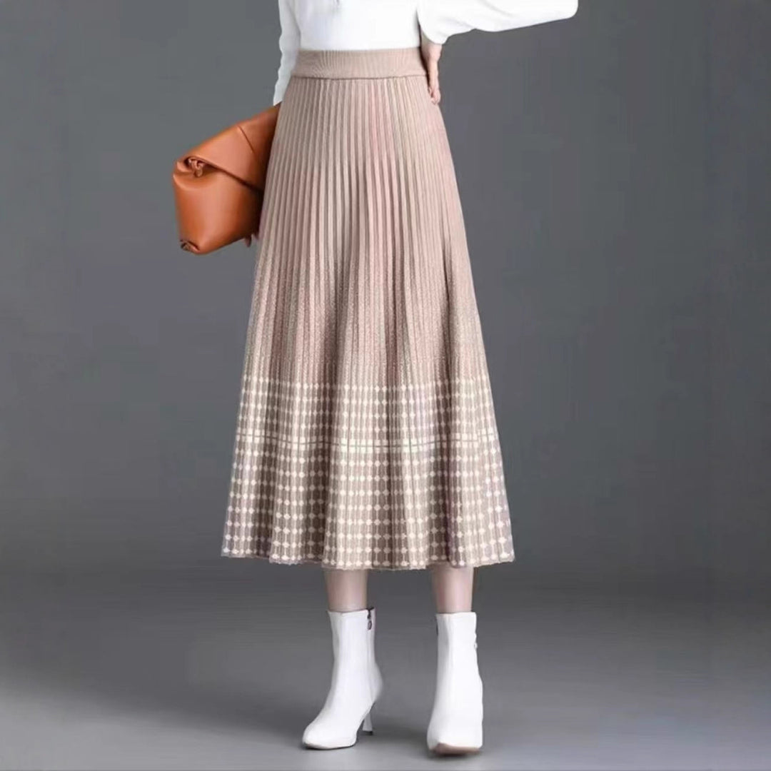 Damen Plissierter Maxirock mit eleganten Muster Shop Nory