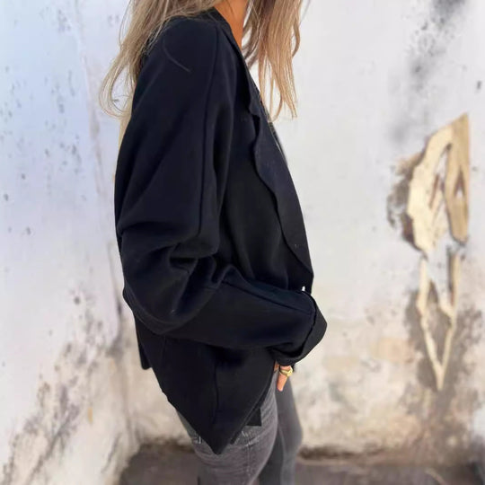 Damen Lässiger Oversize-Blazer mit praktischen Taschen und Knopfverschluss