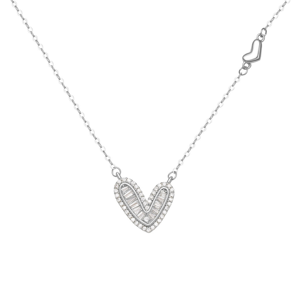 Damen zarte Halskette mit herzförmigem Anhänger und funkelnden Zirkonia Shop Nory