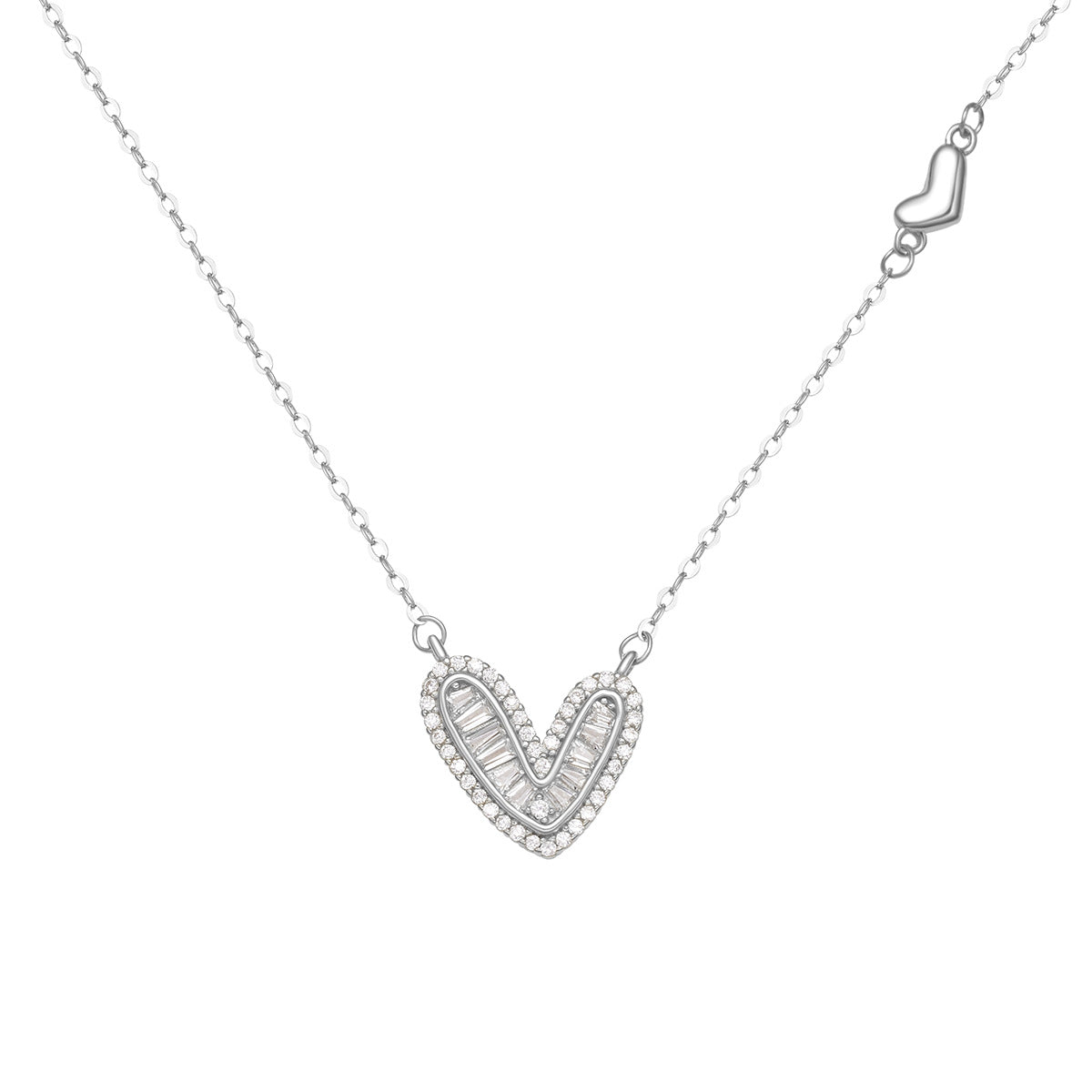 Damen zarte Halskette mit herzförmigem Anhänger und funkelnden Zirkonia Shop Nory