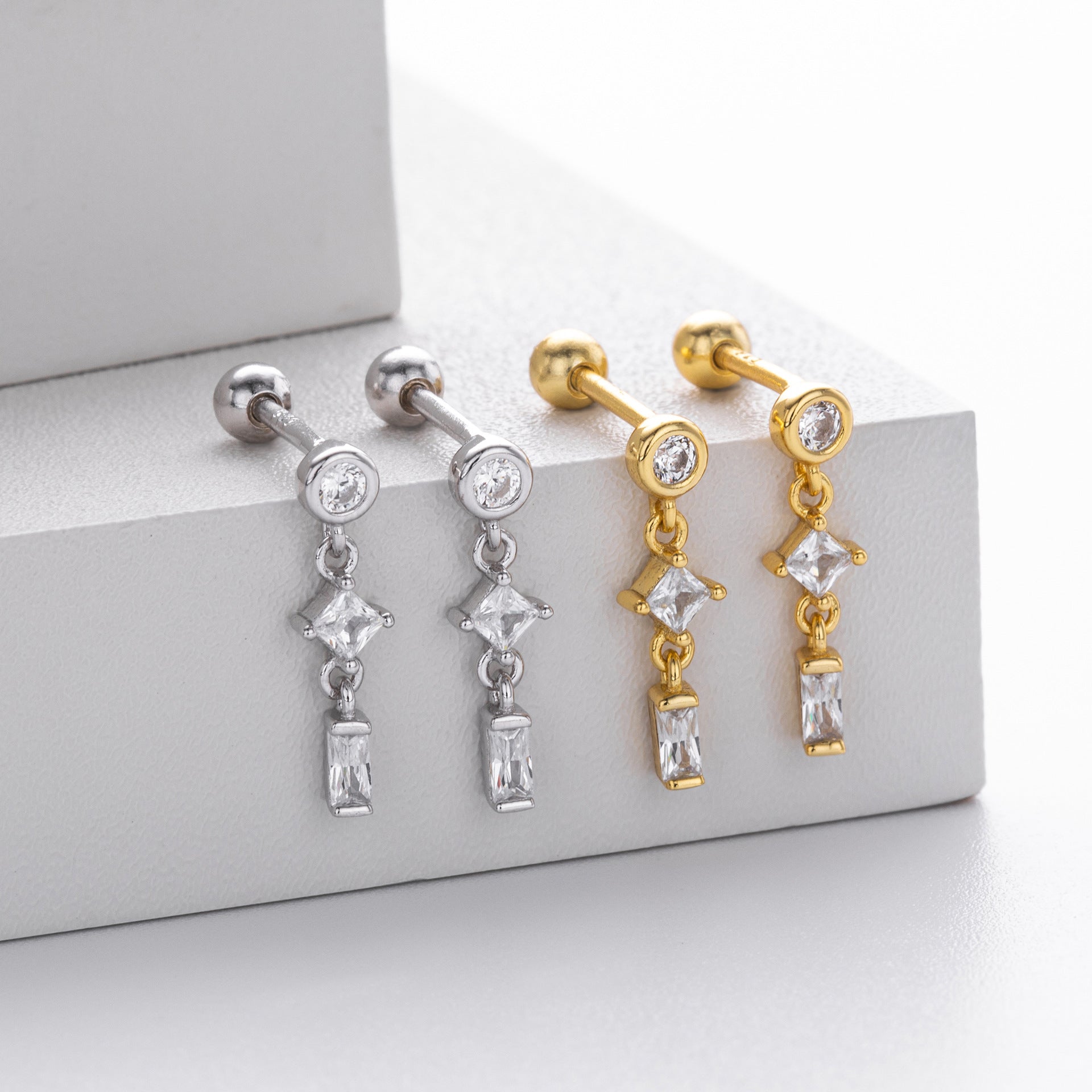 Damen Ohrstecker mit luxuriösem Zirkon-Design aus hochwertigem 925 Sterling Silber Shop Nory