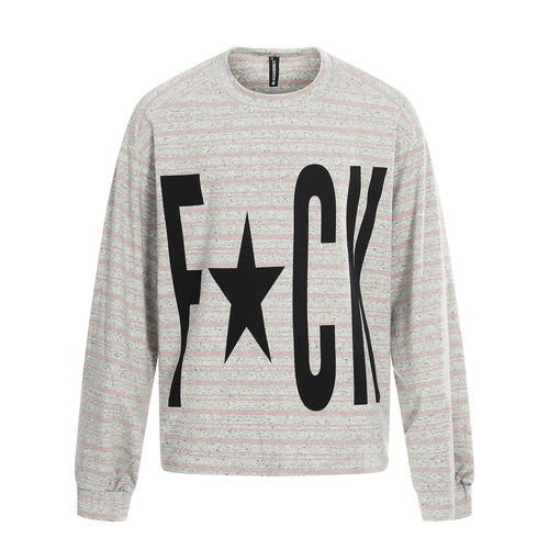 Damen Gestreiftes Oversize-Sweatshirt mit großflächigem Typo-Print und Rundhalsausschnitt Shop Nory