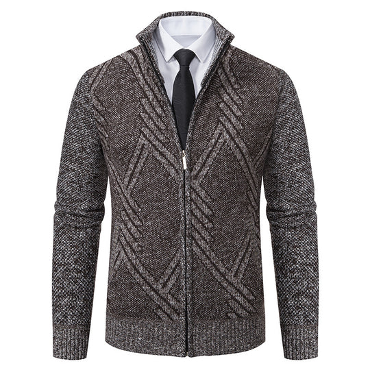 Herren Strick-Zipcardigan mit Stehkragen und strukturiertem Jacquardmuster Shop Nory