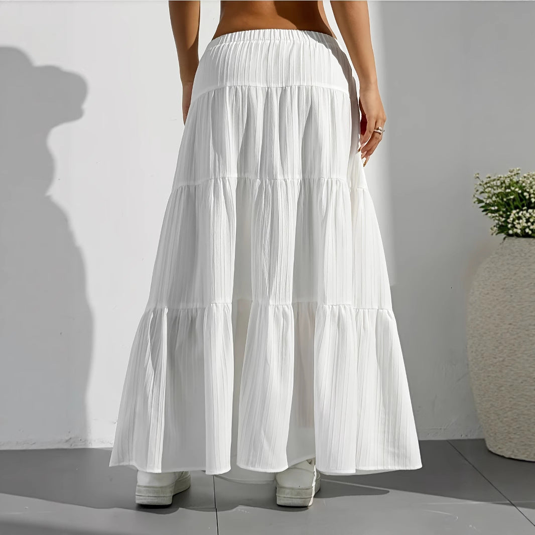 Damen Maxi-Rock mit lässigem Volant-Design und elastischem Bund