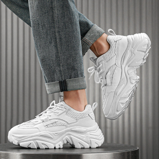 Damen Modische Plateau-Chunky-Sneaker mit strukturiertem Mesh-Overlayer und robuster Profilsohle Shopy Nory