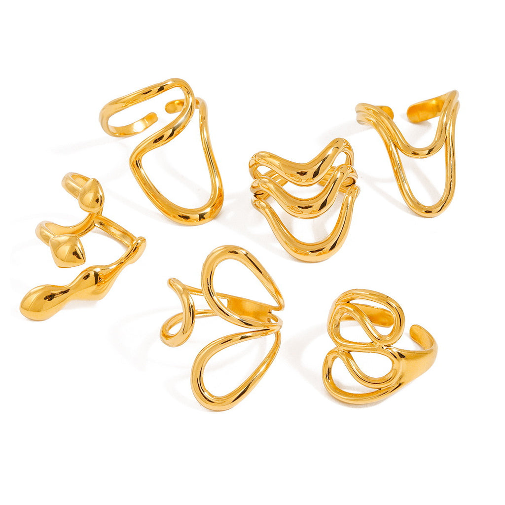 Damen Offenes Design-Armband mit elegantem Wellenmuster aus hypoallergenem Edelstahl Shop Nory