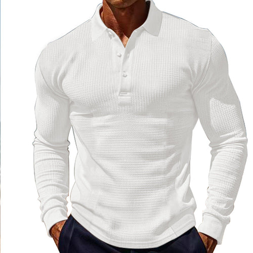 Herren Langarm-Henley-Shirt aus atmungsaktivem Strukturmaterial mit dekorativen Knöpfen
