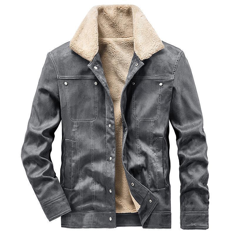 Herren Teddygefütterte Canvasjacke im Pilotenstil mit Kontrastnähten Shop Nory