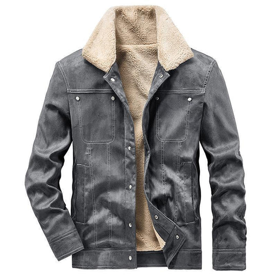 Herren Teddygefütterte Canvasjacke im Pilotenstil mit Kontrastnähten Shop Nory
