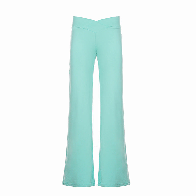 Damen nan weite Palazzo-Hose mit V-förmiger Bundnaht und elastischem Stretch-Jersey Shop Nory