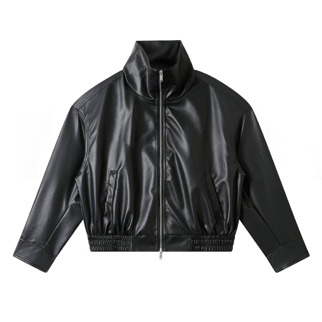 Herren Lederimitat-Bomberjacke im Boxy-Cut mit elastischem Saum und zweifach Reißverschluss Shop Nory