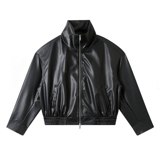 Herren Lederimitat-Bomberjacke im Boxy-Cut mit elastischem Saum und zweifach Reißverschluss Shop Nory