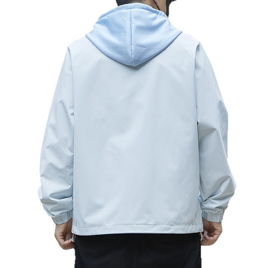 Herren Leichte Kapuzen-Regenjacke im Bomberstil mit verdecktem Reißverschluss und elastischen Bündchen Shop Nory