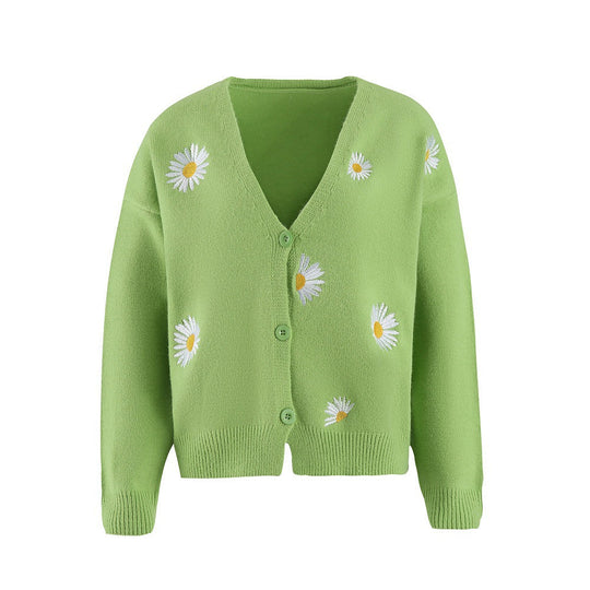 Damen Strickjacke mit floralem Design und Knopfverschluss