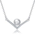 Damen Halskette aus hochwertigem Edelstahl mit eleganter Perle und funkelnden Zirkonia-Elementen Shop Nory