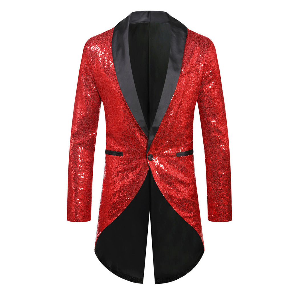 Herren Glitzernder Anzugblazer mit elegantem Schalkragen