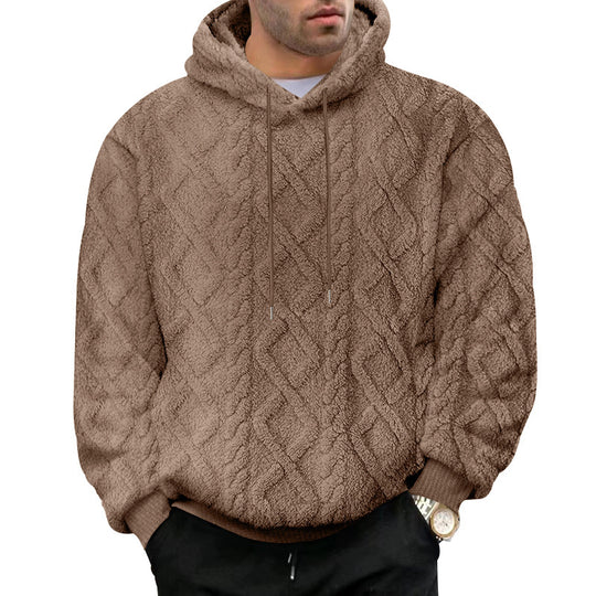 Herren nan kuscheliger Oversize Teddy Hoodie mit Kapuze und Rautenstruktur Shop Nory