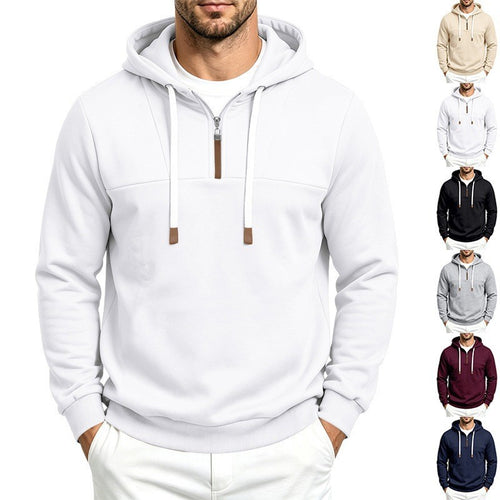 Herren Moderner Halbzip-Hoodie aus French Terry mit Zierriegel und Kordelzug Shop Nory