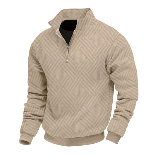 Herren Halbzip-Strickpullover mit geometrischer Struktur und Stehkragen Shop Nory