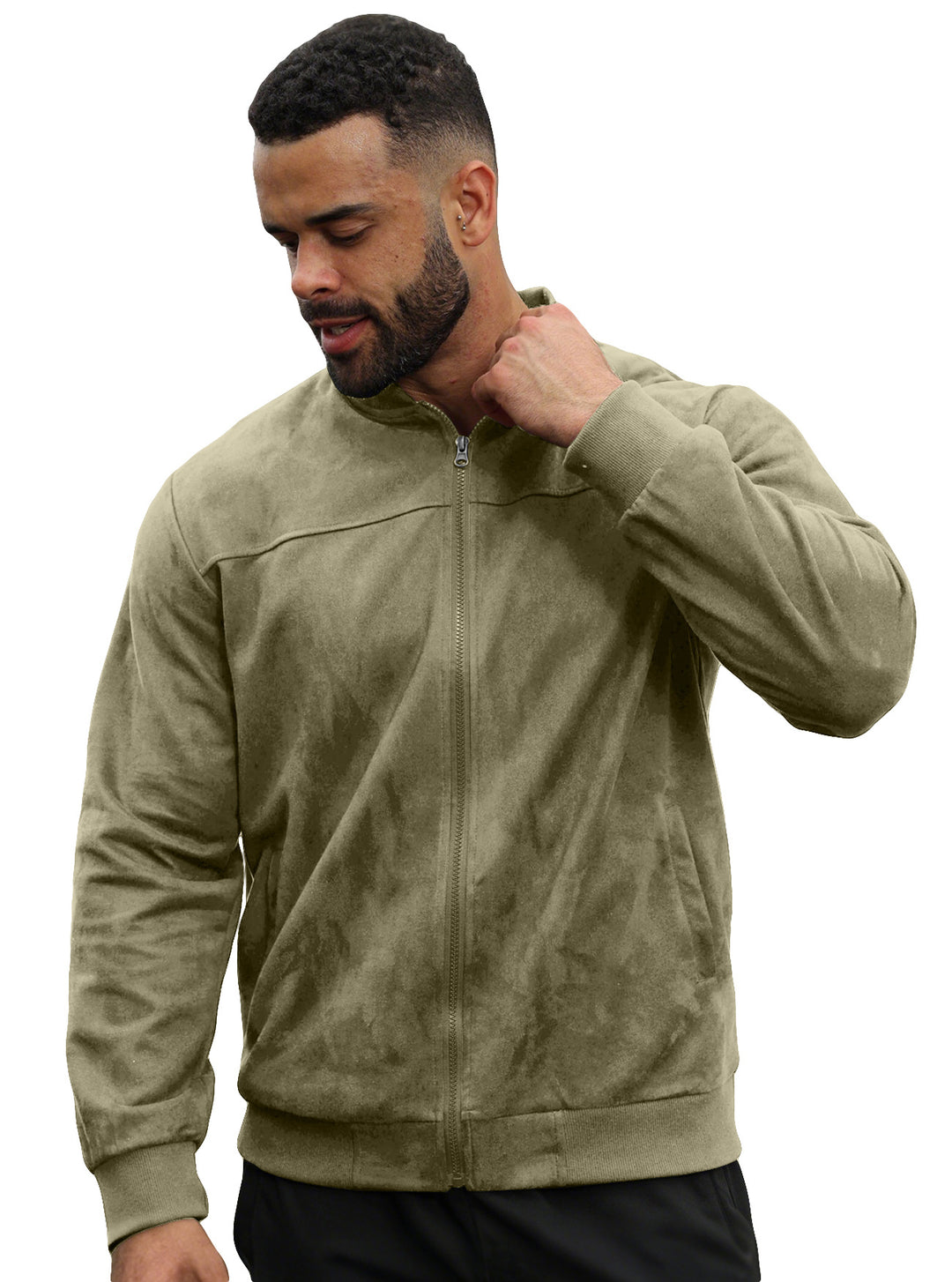 Herren Velours-Trainingsjacke mit Reißverschluss und Stehkragen Shop Nory