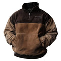 Herren lässiger Stehkragenpullover aus samtigem Material und praktischen Taschen