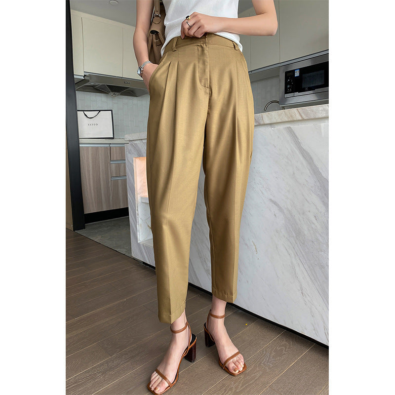 Damen Elegante Hochtaillierte Stoffhose Shop Nory